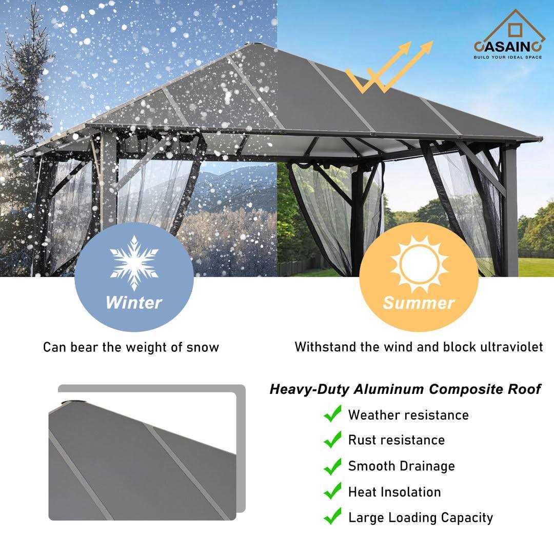 10 ft. W x 10 ft. D Aluminum Patio Gazebo CASAINC WF-SB515A - Image 3