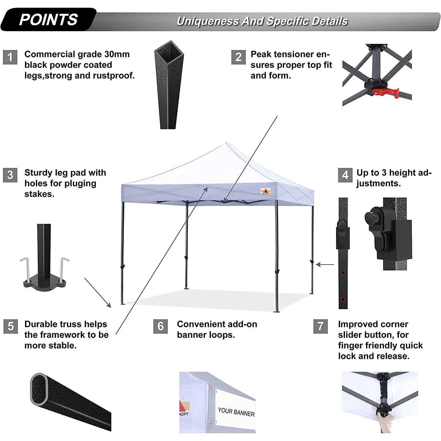 ABCCANOPY Pop Up Canopy Tent Commercial Instant - Image 4