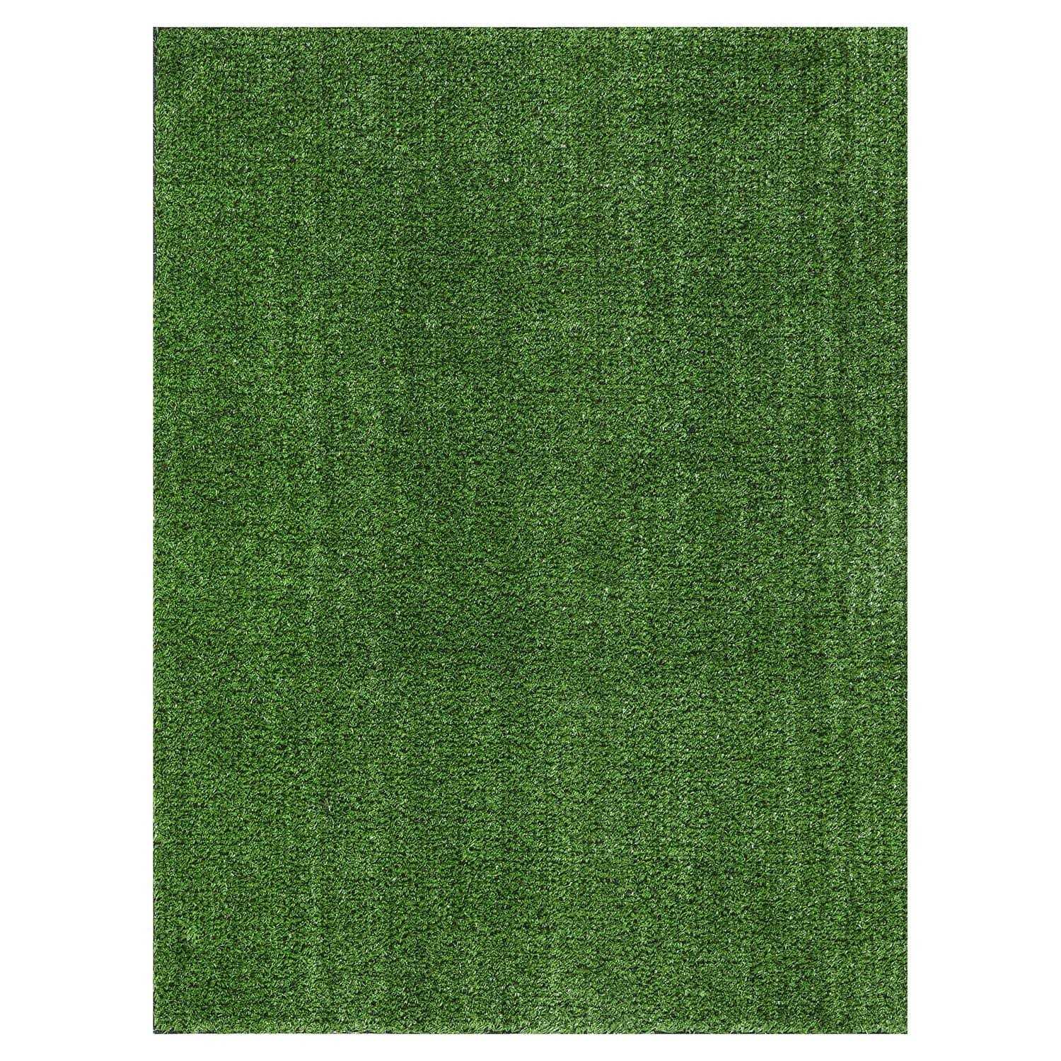 Ottomanson Waterproof Solid Grass Indoor/Outdoor Artificial Grass Rug