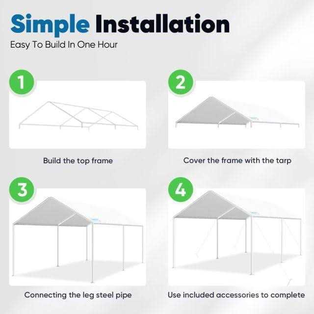 Quictent 20′ x 10′ Heavy Duty Carport Canopy - Image 4