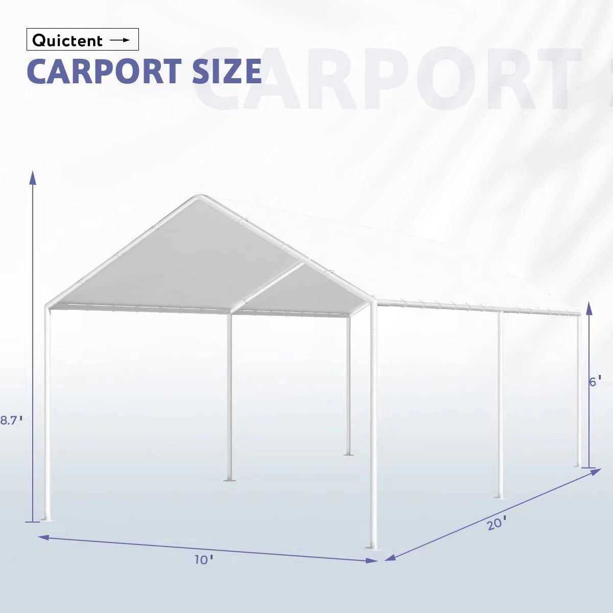 Quictent 20′ x 10′ Heavy Duty Carport Canopy - Image 5