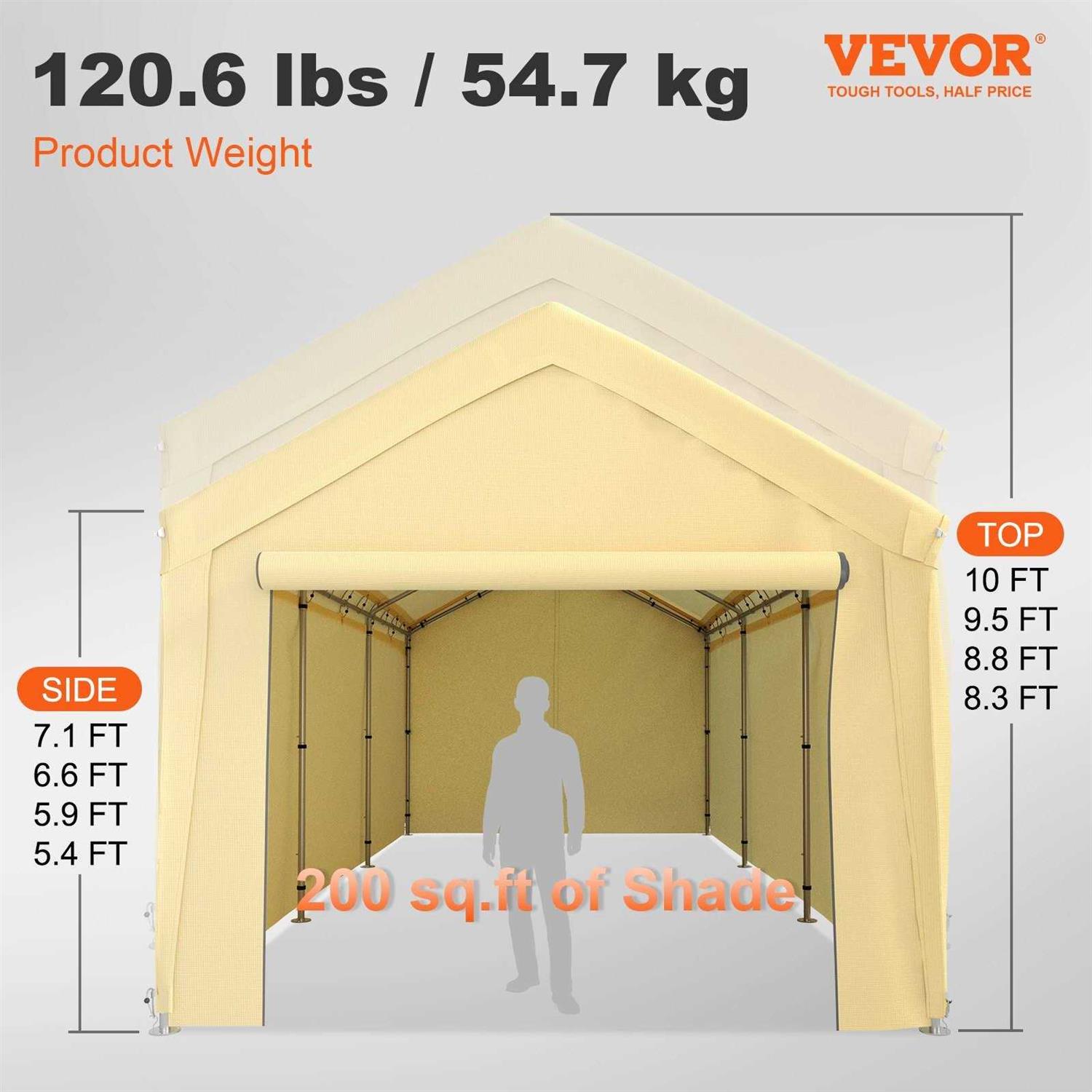 10 Ft. W x 20 Ft. D Canopy VEVOR Canopy - Image 2