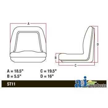 A & I Deluxe Midback Utility Lawn Mower Seat TM555BL - Image 2