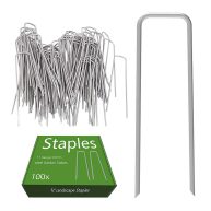Aagut Garden Stakes Pins Landscape Staples 100 Pack 6 Inch 11-gauge Galvanized Lawn Stake for Dog Fence