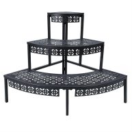 aboxoo 3 Tier Plant Stand Flower Pot Rack Metal Stair-step Style Corner Shelf Planters