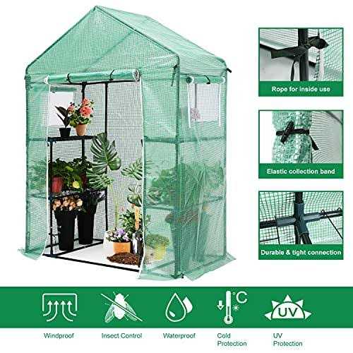 Abccanopy Walk-in Greenhouse Indoor Outdoor with 2 Tier 4 Shelves Portable Gardening Greenhouse - Image 2