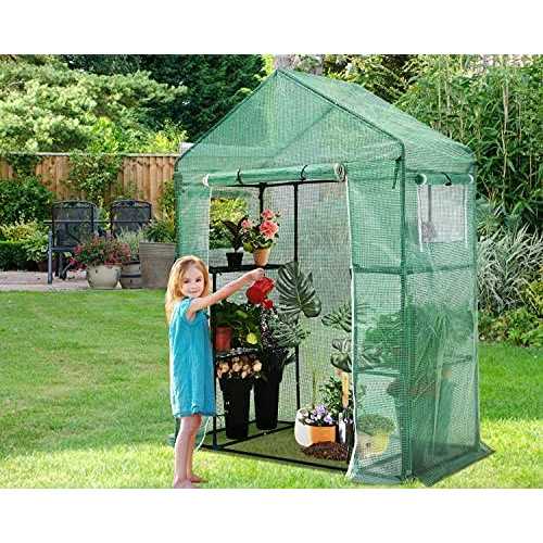 Abccanopy Walk-in Greenhouse Indoor Outdoor with 2 Tier 4 Shelves Portable Gardening Greenhouse - Image 4
