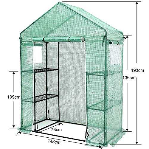Abccanopy Walk-in Greenhouse Indoor Outdoor with 2 Tier 4 Shelves Portable Gardening Greenhouse - Image 5