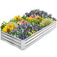 Paylesshere Galvanized Garden Bed, Outdoor Elevated Raised Garden Bed 6x3x1ft Vegetables Flowers and Herbs Raised Planter with Galvanized Steel