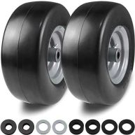 2 Pcs 11×4.00-5 Flat Free Lawn Mower Tire on Wheel, 3/4 or 5/8 Bushing