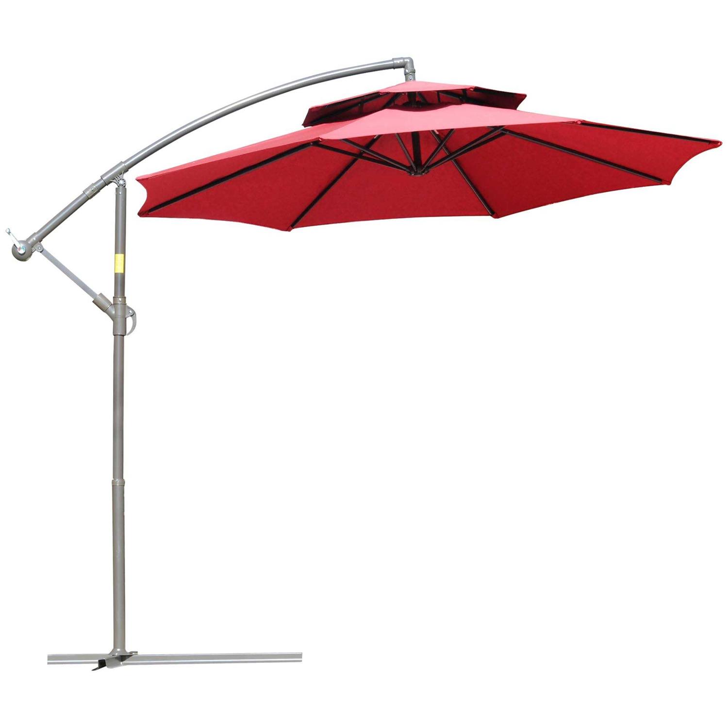 Outsunny Offset Patio Umbrella, Cantilever Umbrella Cross Base