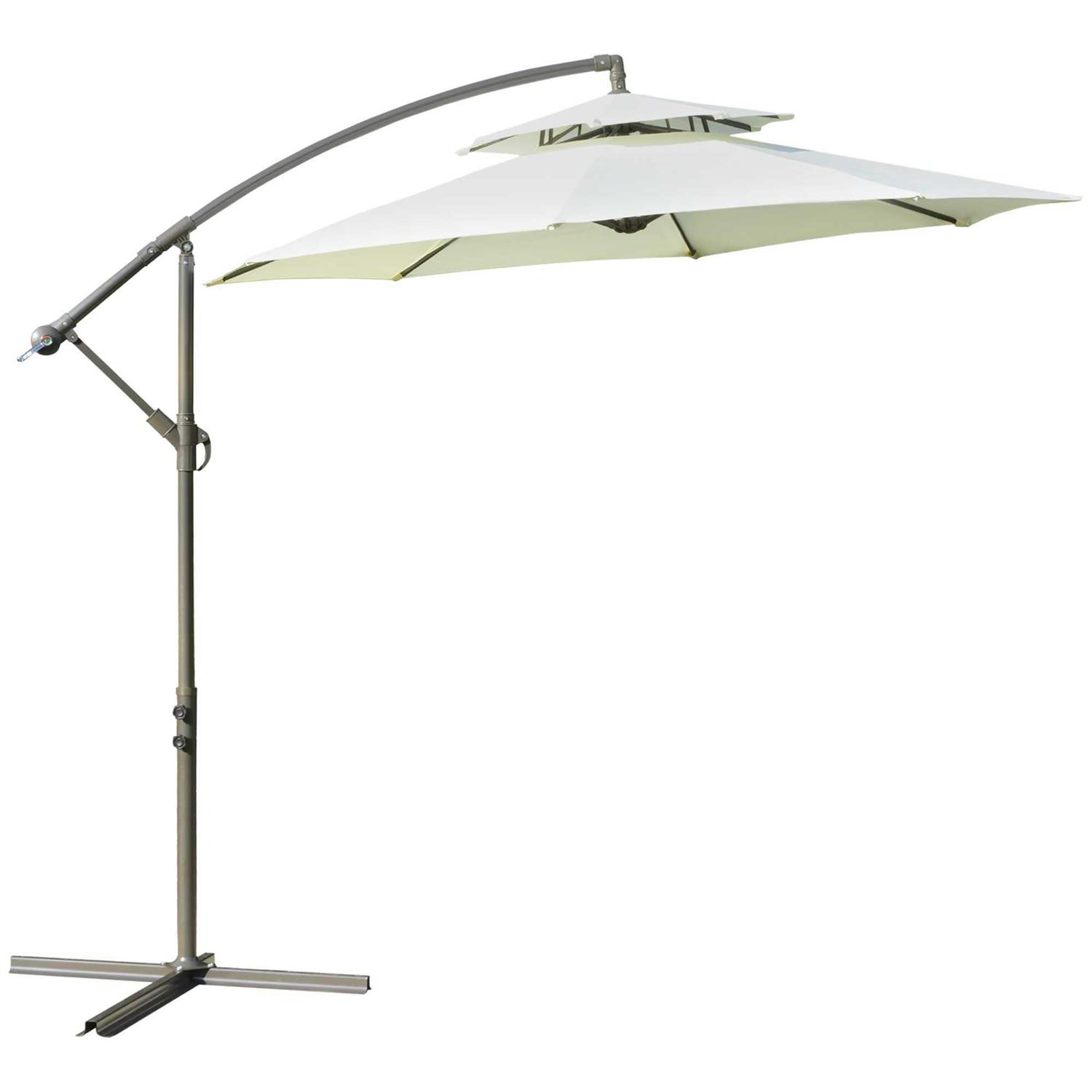 Outsunny Offset Patio Umbrella, Cantilever Umbrella Cross Base
