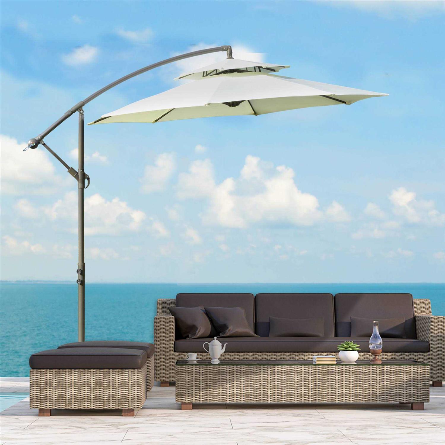 Outsunny Offset Patio Umbrella, Cantilever Umbrella Cross Base - Image 5