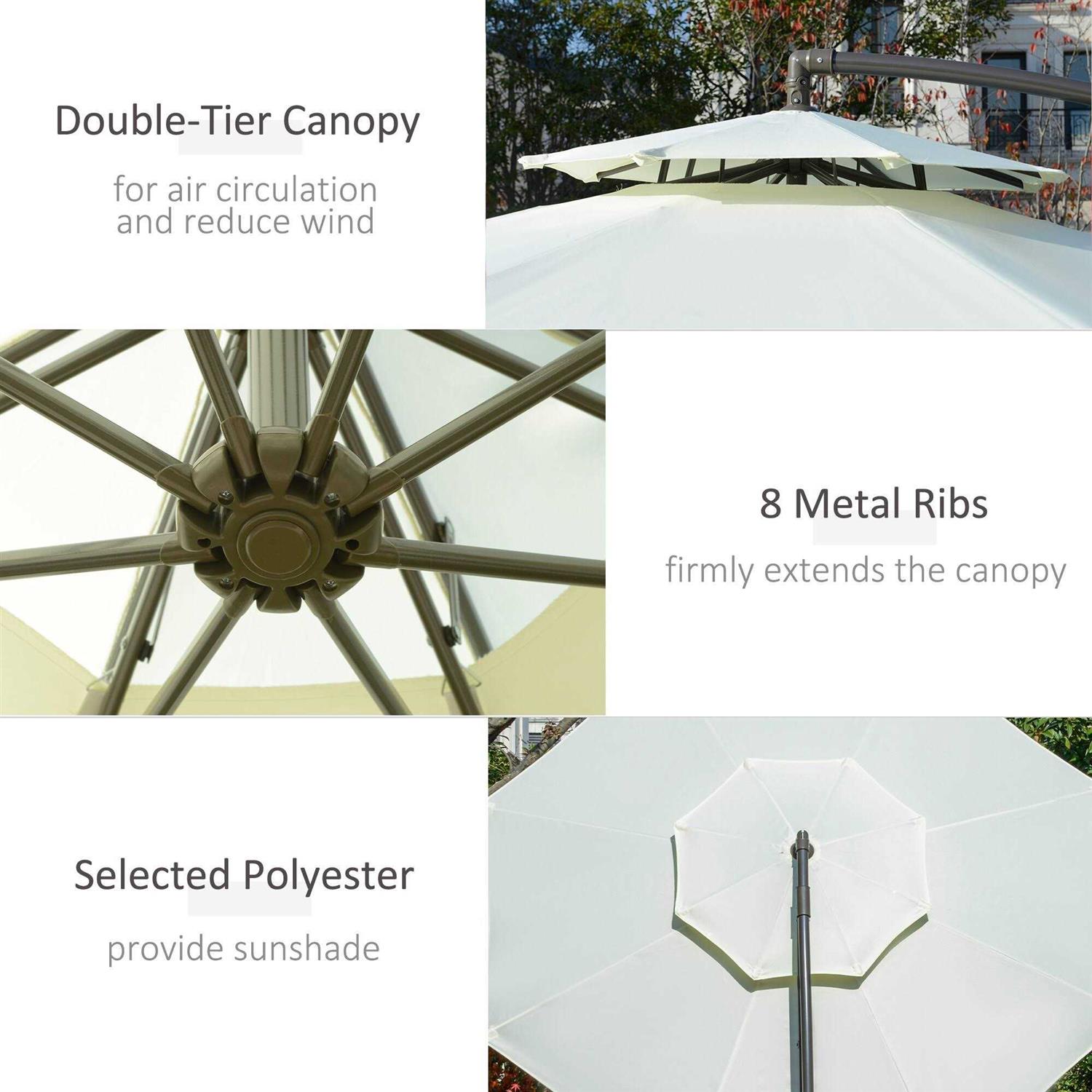 Outsunny Offset Patio Umbrella, Cantilever Umbrella Cross Base - Image 3
