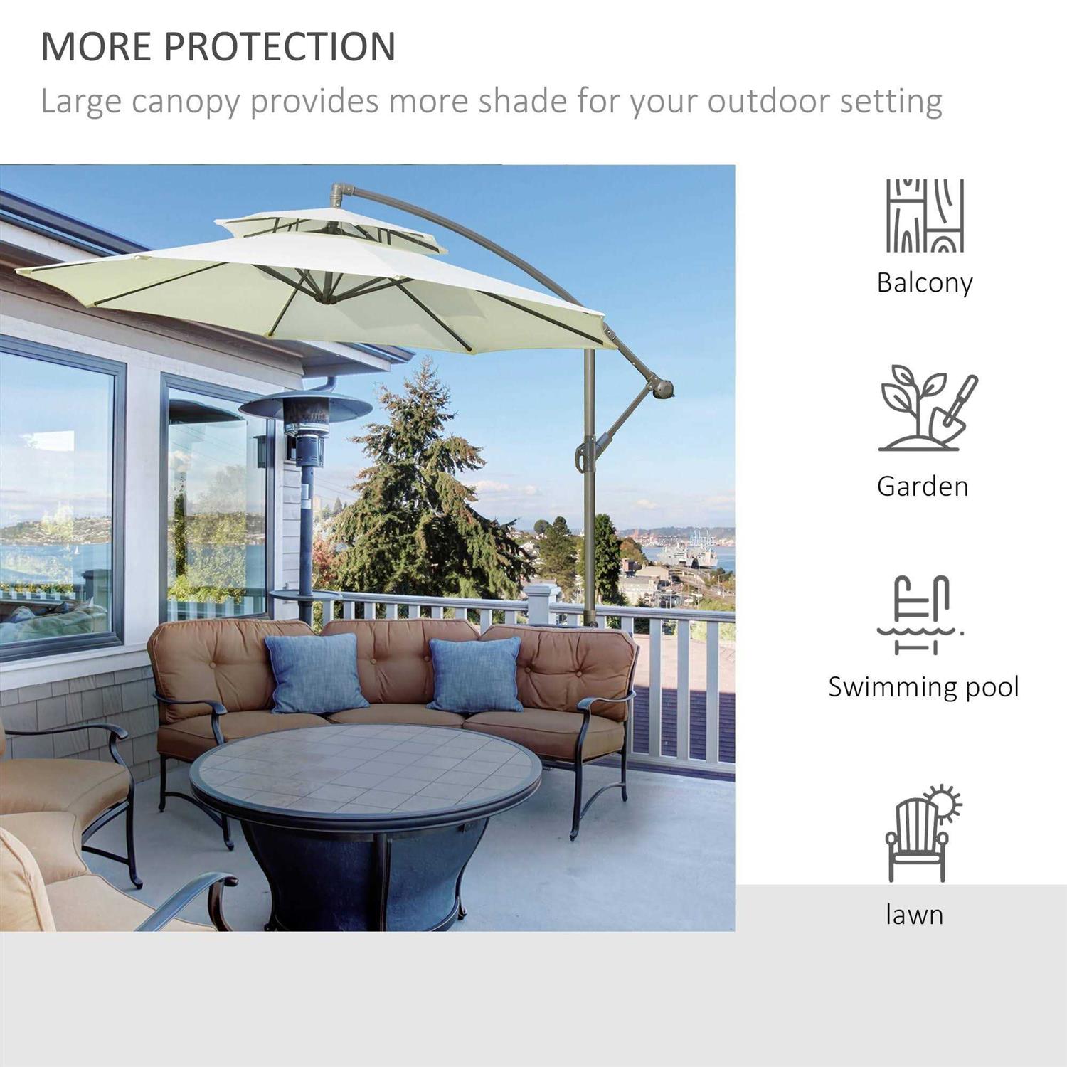 Outsunny Offset Patio Umbrella, Cantilever Umbrella Cross Base - Image 4