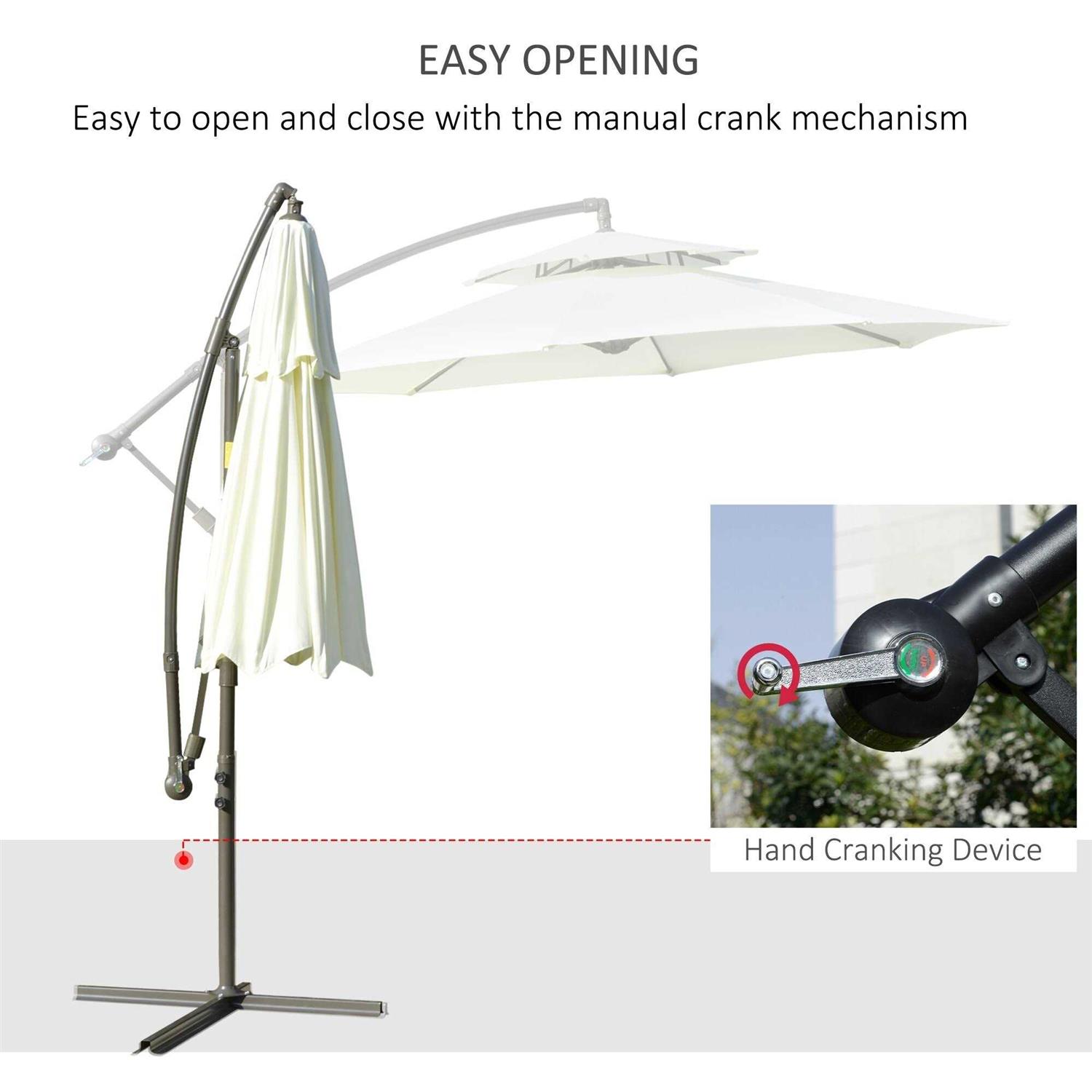 Outsunny Offset Patio Umbrella, Cantilever Umbrella Cross Base - Image 5