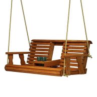 Porchgate Amish Heavy Duty 800 Lb Rollback Console Treated Porch Swing with Hanging Ropes