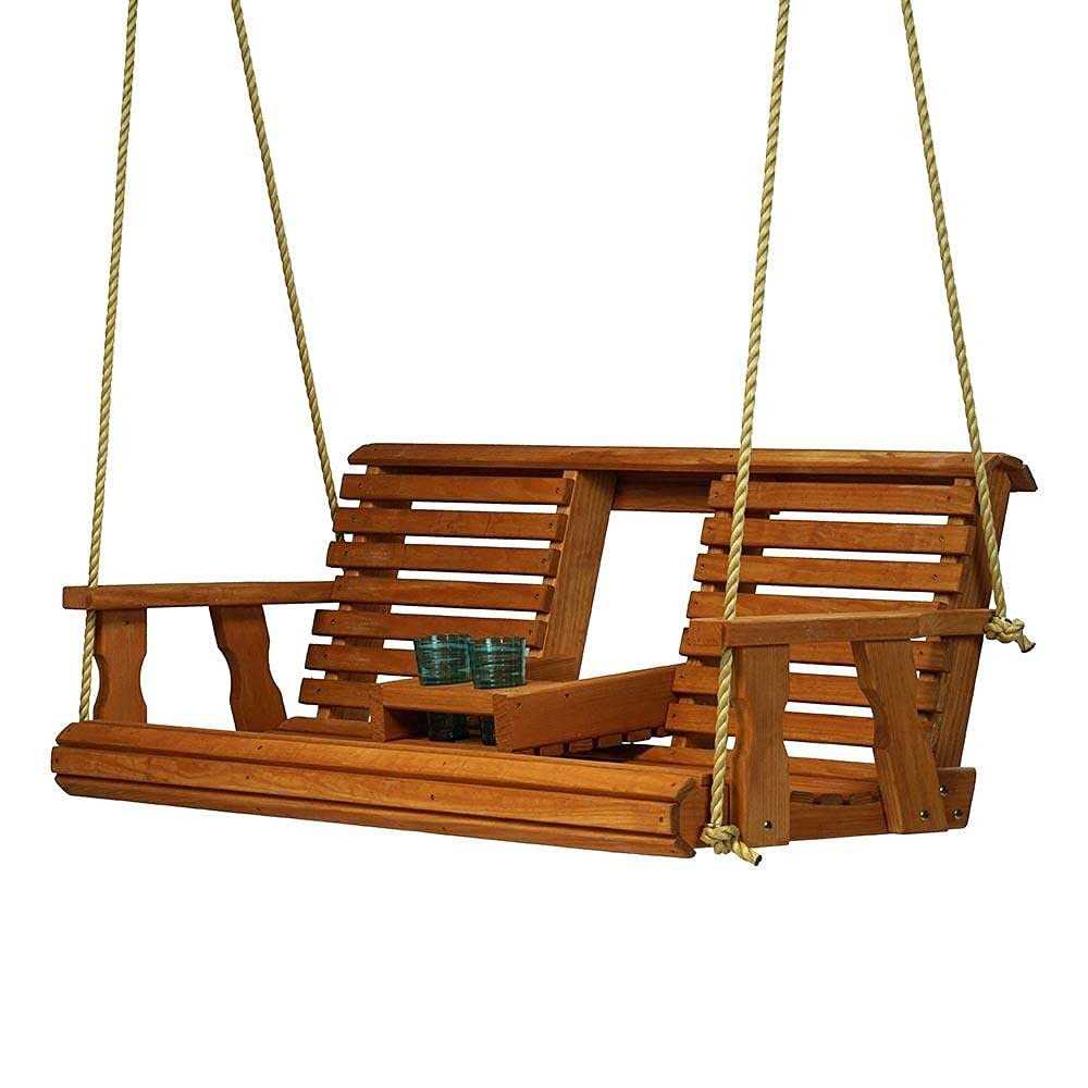 Porchgate Amish Heavy Duty 800 Lb Rollback Console Treated Porch Swing with Hanging Ropes