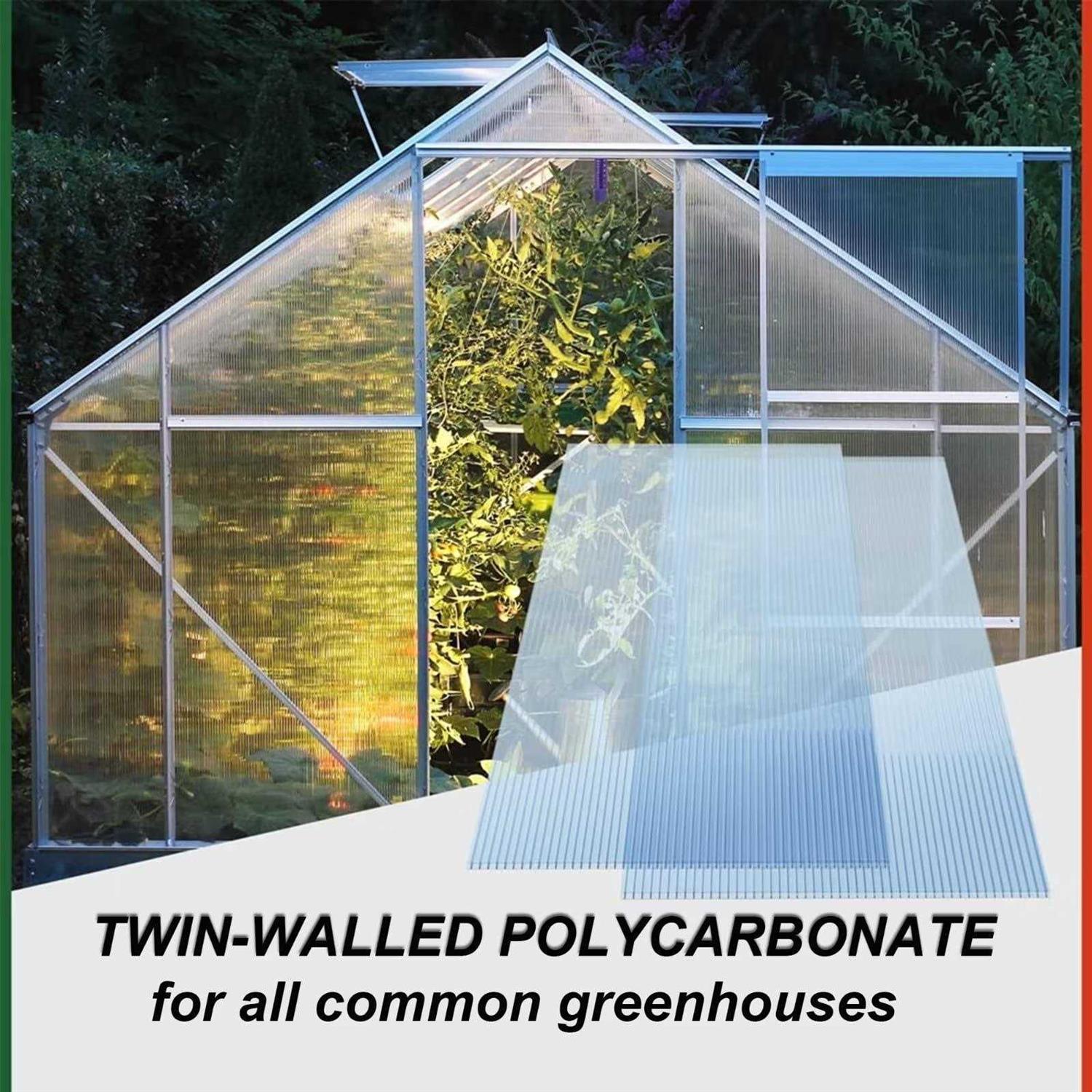 14 Pieces Set 2′ X 4′ Polycarbonate Panel,Twin Wall Polycarbonate Panels Waterproof UV Protected Reinforced Clear Sheets for Greenhouse - Image 2