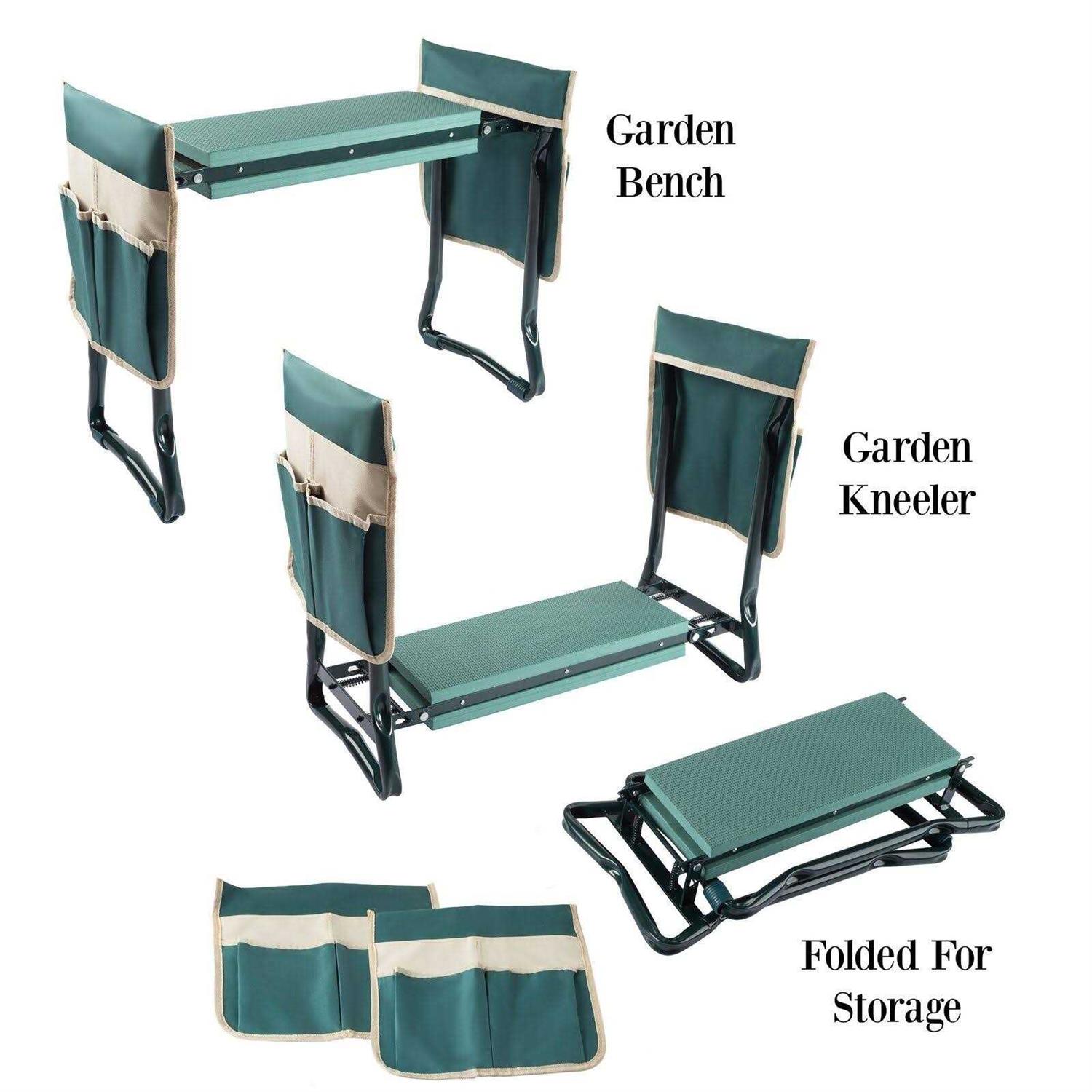 Pure Garden Gardening Kneeling Bench with Tool Pouches - Image 2