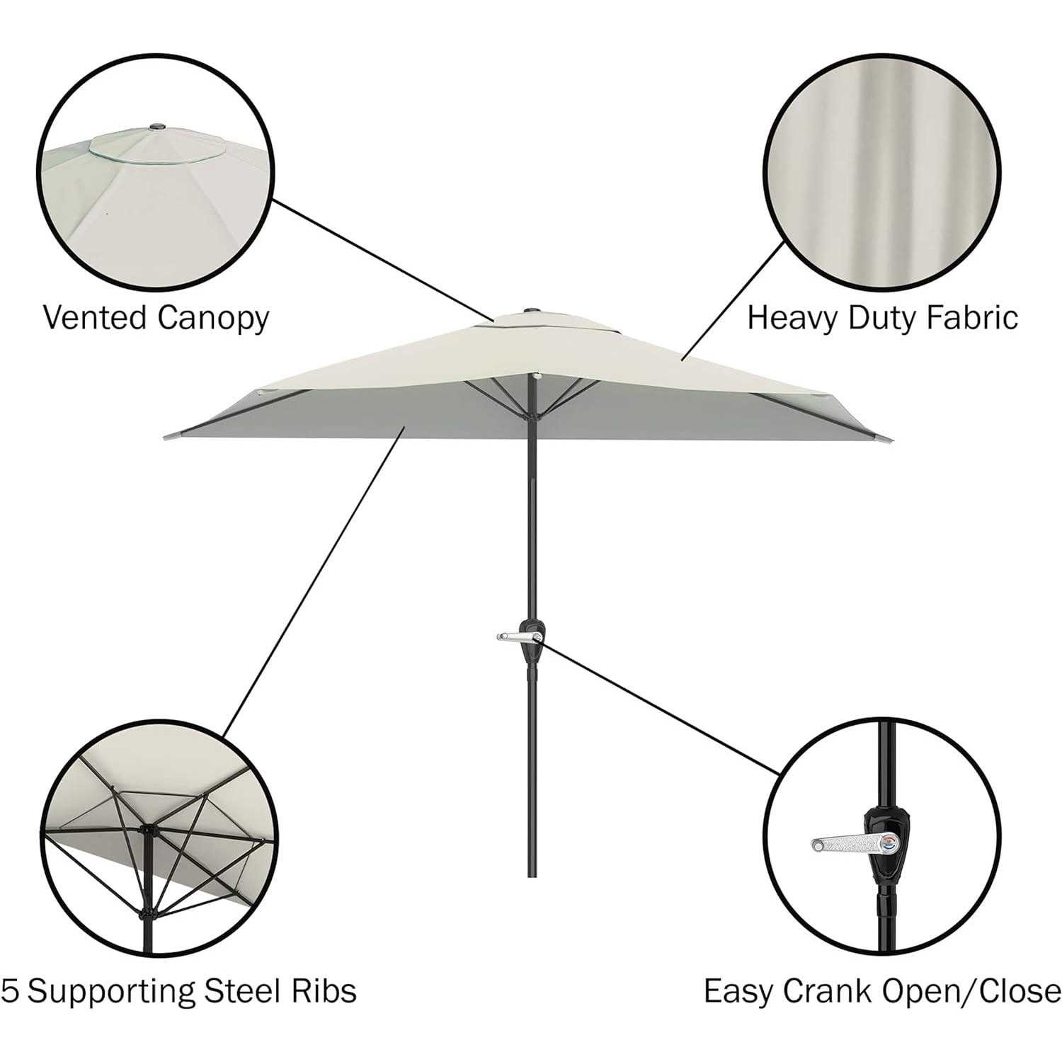Pure Garden 9 Ft. Half Round Patio Umbrella - Image 4