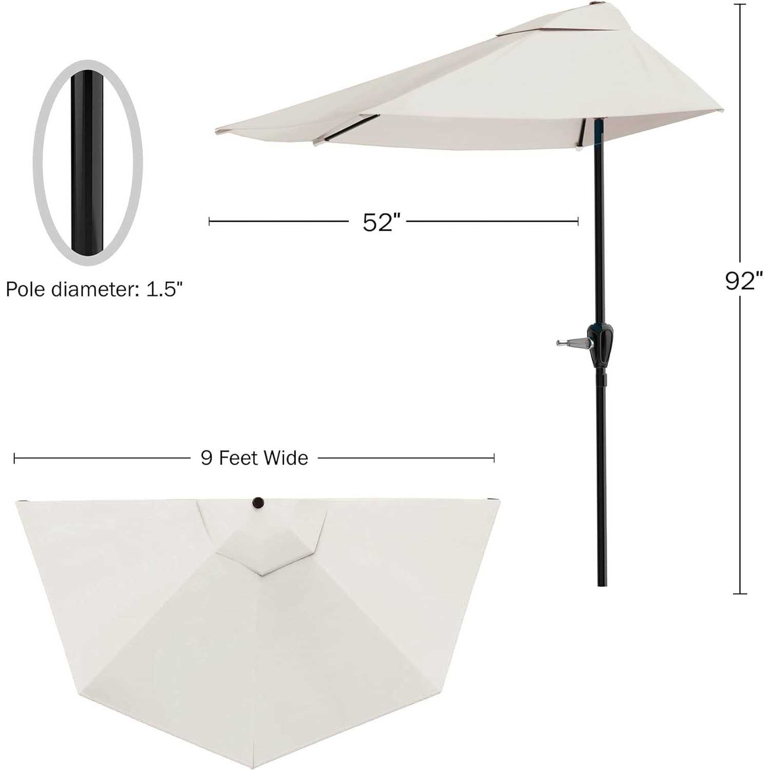 Pure Garden 9 Ft. Half Round Patio Umbrella - Image 5