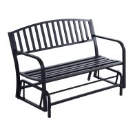 Outsunny Patio Glider Bench Outdoor Swing Rocking Chair Loveseat with Power Coated Steel Frame