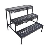 aboxoo 3 Tier Stair Style Large Metal Plant Stand Garden Display Shelf Flower Pot Holder Storage Organizer Rack for Indoor Home Outdoor Patio