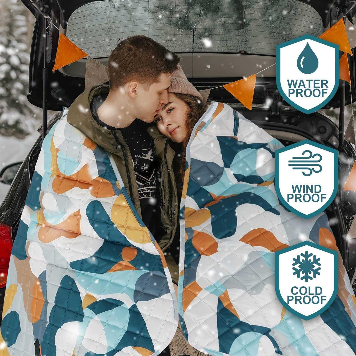 PY SUPER MODE Hooded Outdoor Blanket Extra Large Waterproof Camping Blanket - Image 2