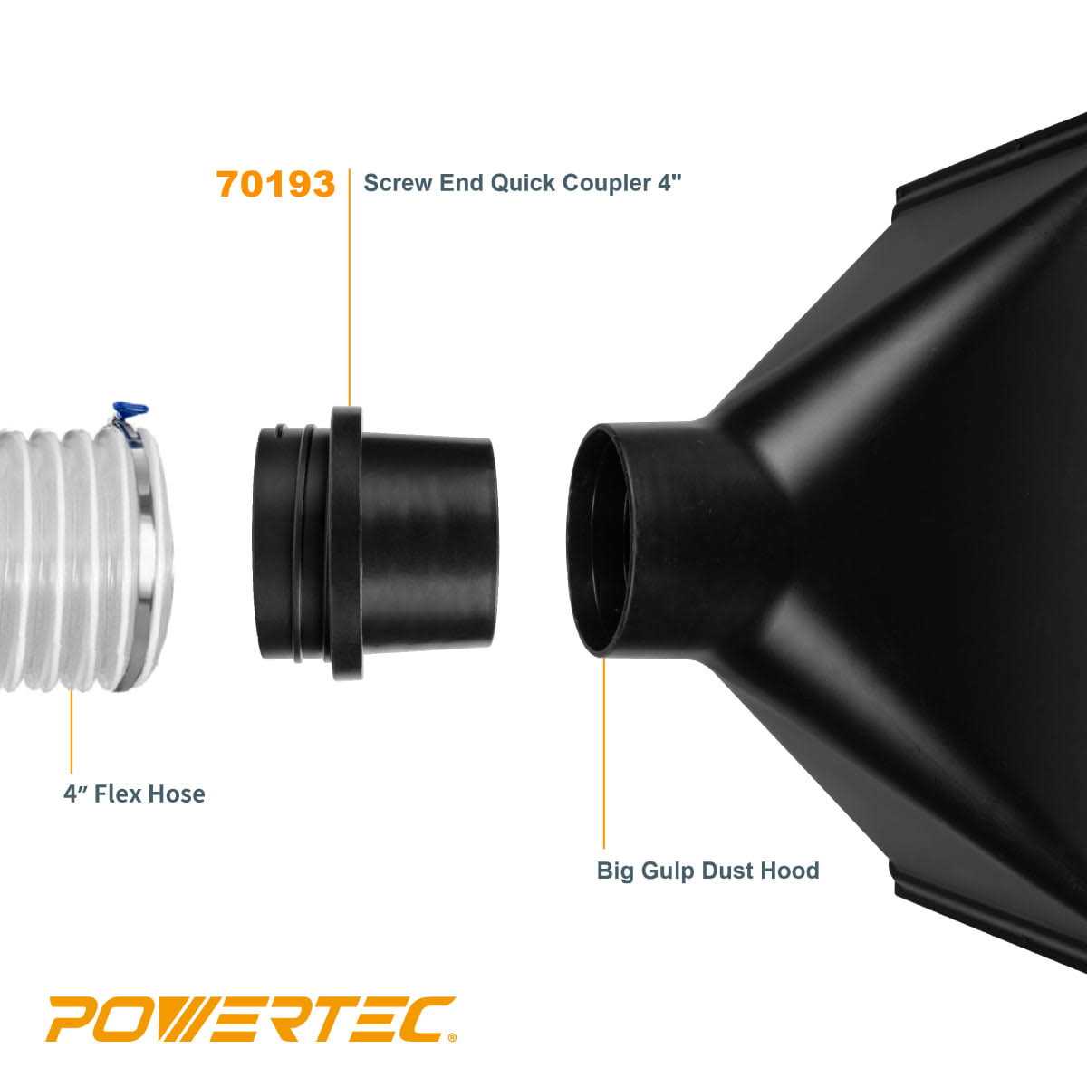 POWERTEC 70193-p4 Screw End Quick Coupler for 4 inch Hose Left-Hand Threaded Adapter - Image 4
