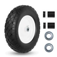 Pontuss Upgraded 16 Flat Free Wheelbarrow Wheels and Tires 4.80/4.00-8 Solid Wheelbarrow Tires with 5/8&3/4 Bearings,3-7 Centered Hub,16