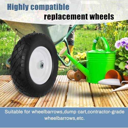 Pontuss Upgraded 16 Flat Free Wheelbarrow Wheels and Tires 4.80/4.00-8 Solid Wheelbarrow Tires with 5/8&3/4 Bearings,3-7 Centered Hub,16 - Image 3