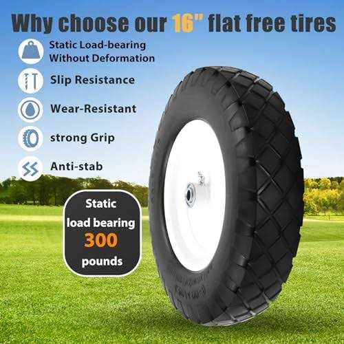 Pontuss Upgraded 16 Flat Free Wheelbarrow Wheels and Tires 4.80/4.00-8 Solid Wheelbarrow Tires with 5/8&3/4 Bearings,3-7 Centered Hub,16 - Image 5