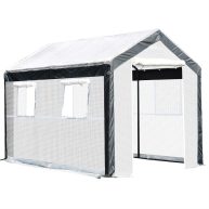 Outsunny Walk-in Garden Greenhouse Fully Enclosed with Extra Thick Steel Tubing 4 Windows 2 Zippered Doors