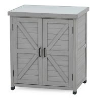 Potting Bench with Storage Cabinet and Metal Table Top