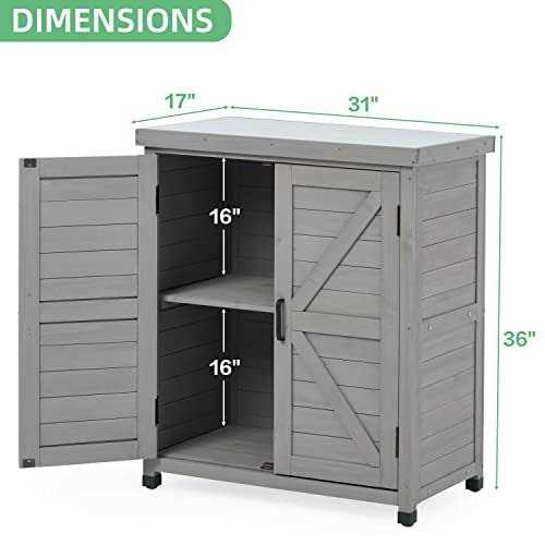 Potting Bench with Storage Cabinet and Metal Table Top - Image 3
