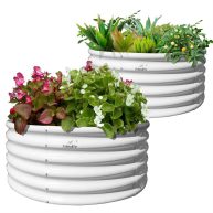 A ANLEOLIFE 2-Pack 4ft x 18A Tall Round galvanized Raised Garden Bed