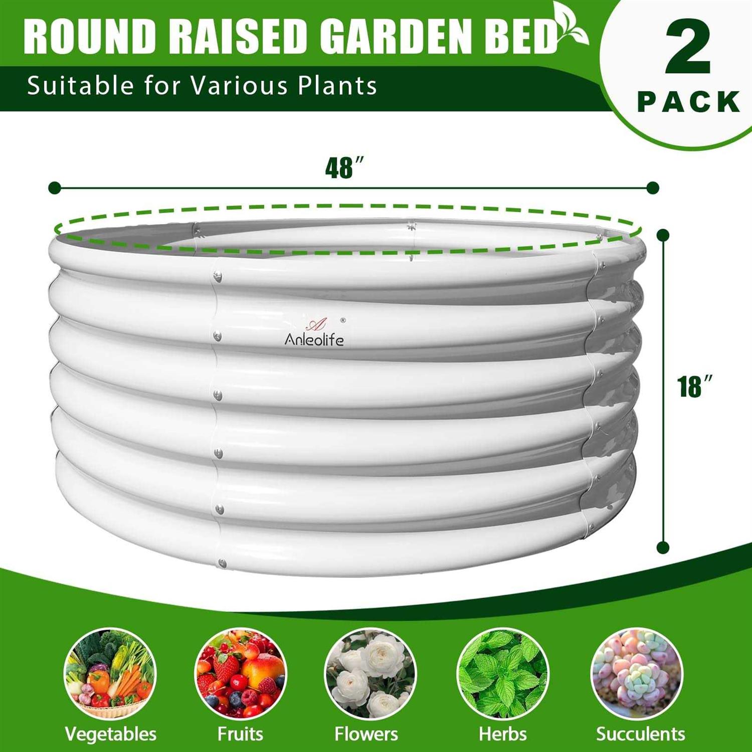 A ANLEOLIFE 2-Pack 4ft x 18A Tall Round galvanized Raised Garden Bed - Image 4