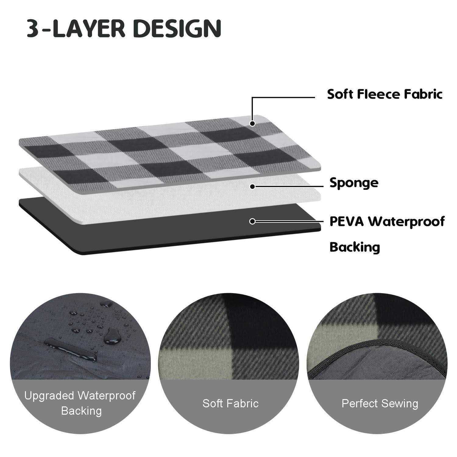 PortableAnd Picnic Blankets 3 Layer Soft Fleece Blanket for Beach,Camping on Grass - Image 3