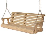 Amish Casual Heavy Duty 800 Lb Roll Back Treated Porch Swing with Hanging Cupholders