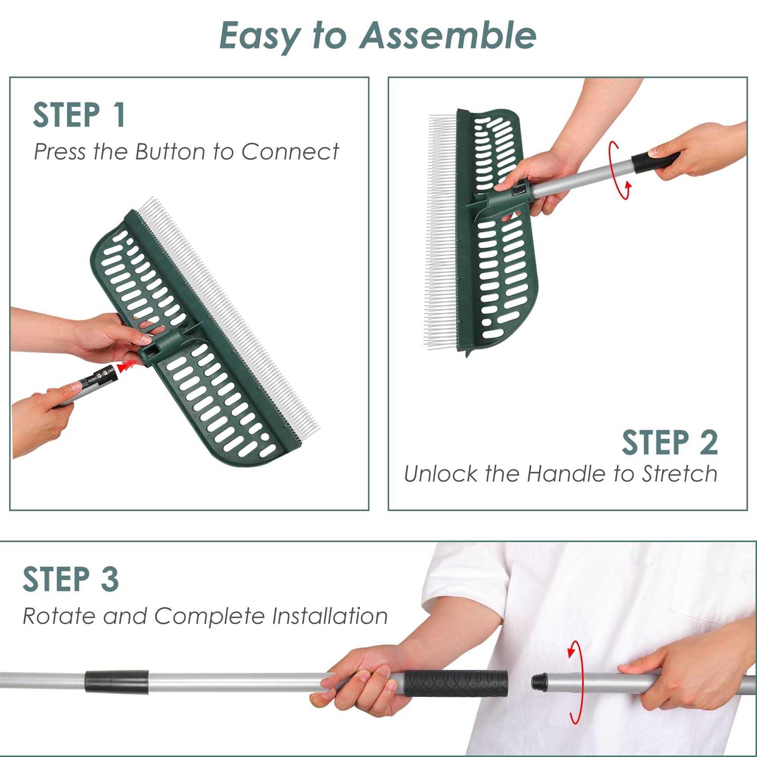 Orientools 2 in 1 Turf Rake Plastic Head Turf Rake for Artificial Grass - Image 5