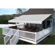 Aleko 10’x8′ Retractable Patio Awning Grey and White Striped