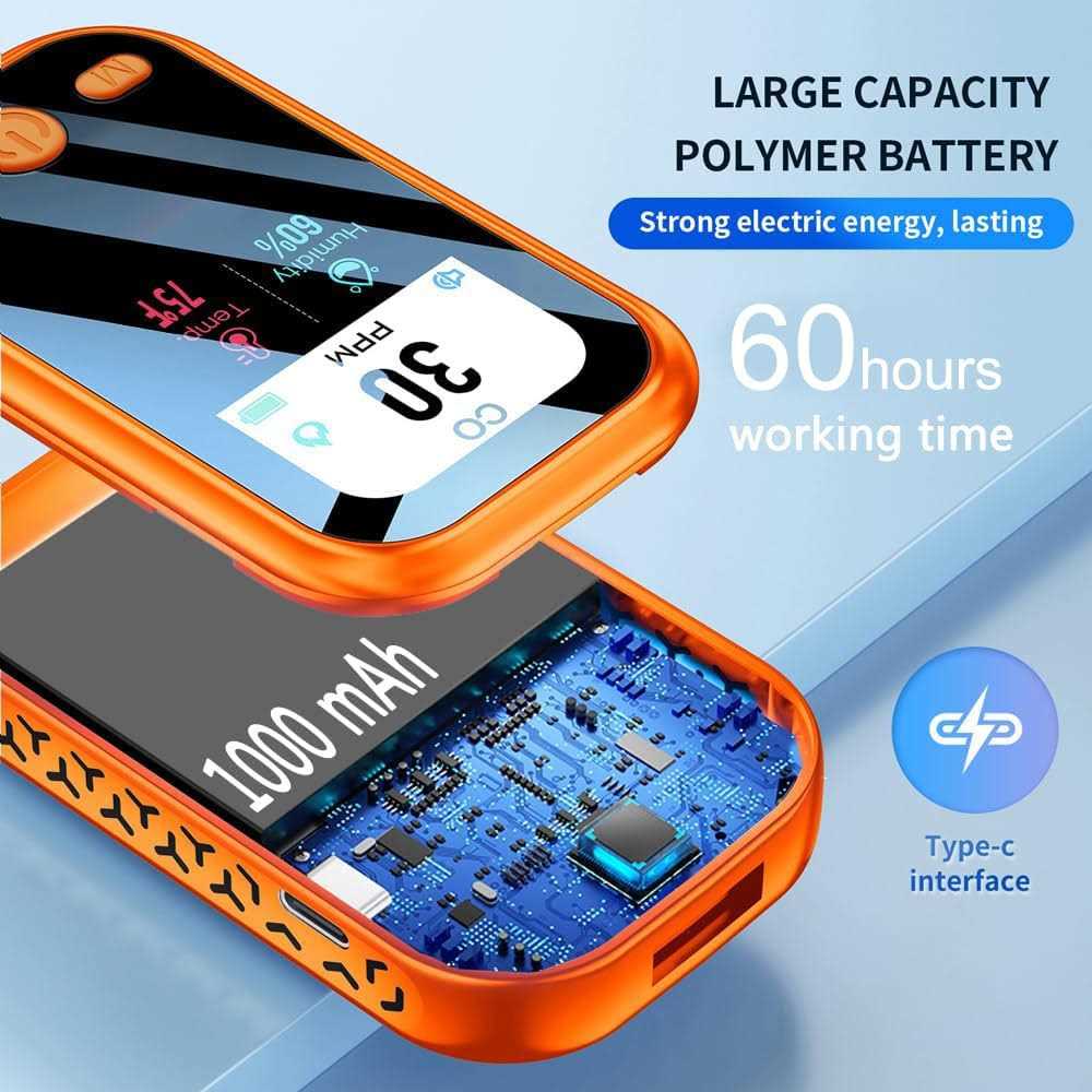 CEKKIENA Carbon Monoxide Detector Portable Mini Air Quality Monitor with Lanyard Smoke Alarm CO Gas Meter Temperature Humidity Sensor - Image 2