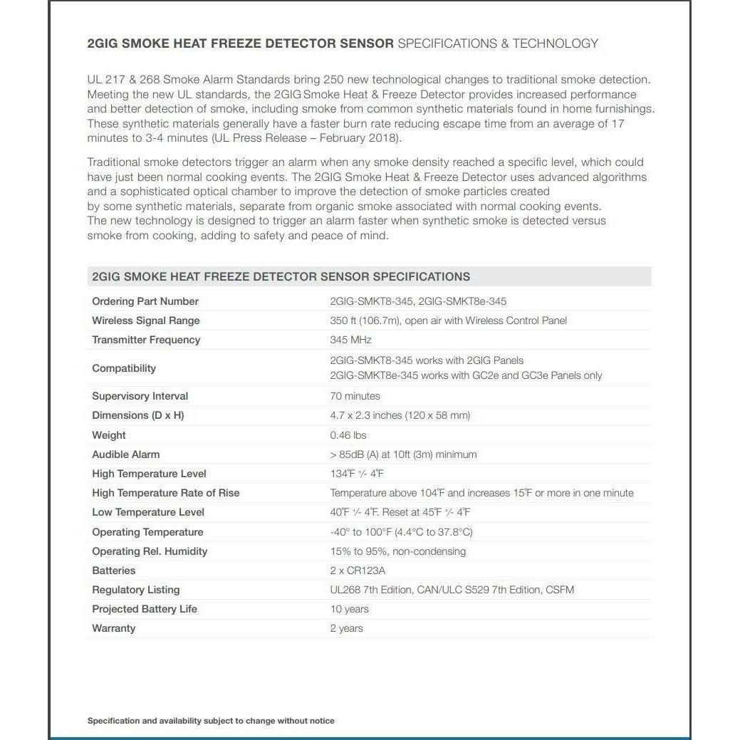 2GIG-SMKT8-345 Smoke Heat Freeze Detector - Image 2