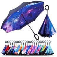 owen kyne Windproof Double Layer Folding Inverted Umbrella Self Stand Upside-down Rain Protection Car Reverse Umbrellas with C-shaped Handle