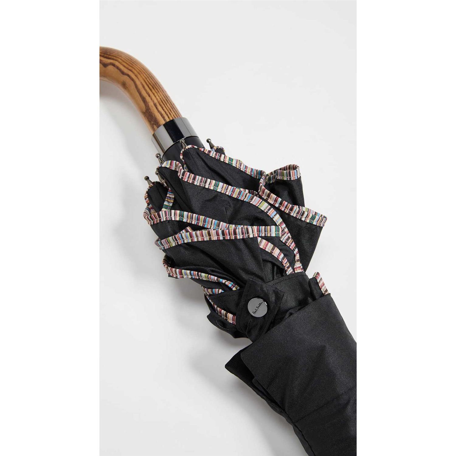 Paul Smith Black Signature Stripe Border Umbrella - Image 2