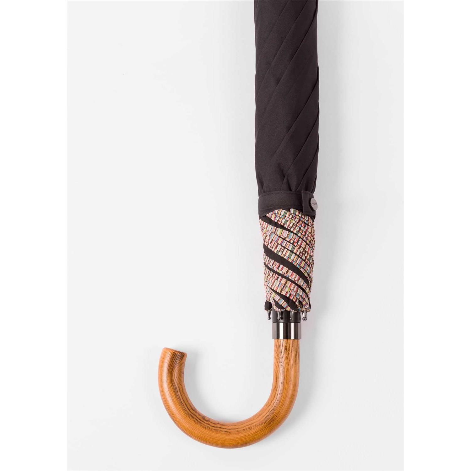 Paul Smith Black Signature Stripe Border Umbrella - Image 4