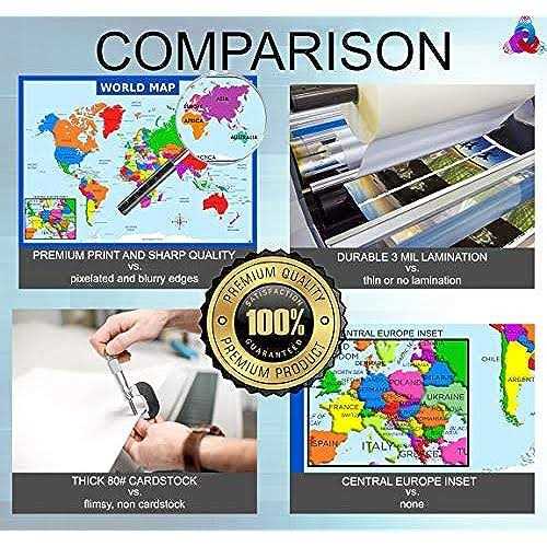 3D Learning LLF World Map Poster with Central Europe Inset - Image 5