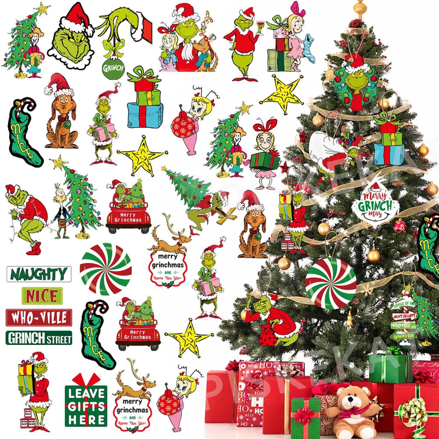 60Pcs Grinchs Christmas Tree Decorations Christmas Tree Ornaments