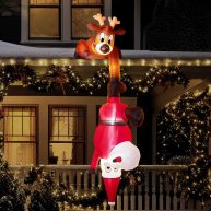 7.8ft Iatable Reindeer and Santa Falling Christmas Hanging Decoration